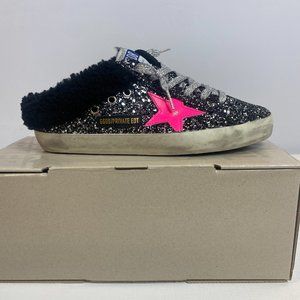 Golden Goose Superstar Sabot Shearling Sneakers Black, New w/ COA, Bag